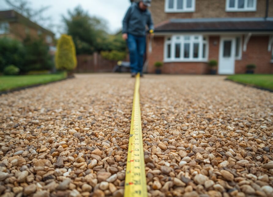 Measuring a gravel driveway to calculate material requirements
